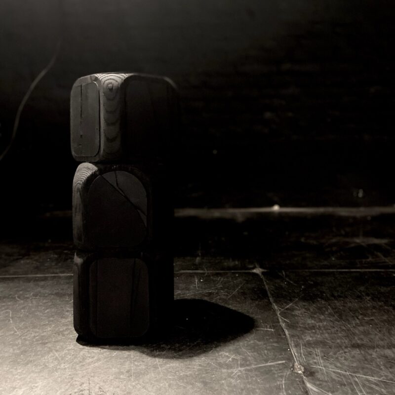 Blackened Oak & Leather Sculpture by Studio LINFIN